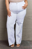 RISEN Raelene Full Size High Waist Wide Leg Jeans in White - Apalipapa