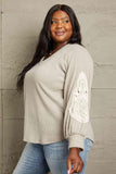 Sew In Love Full Size Lace Patch Detail Sweater - Apalipapa