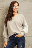 Sew In Love Full Size Lace Patch Detail Sweater - Apalipapa