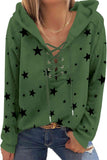 Star Pattern Lace-Up Hoodie - Apalipapa