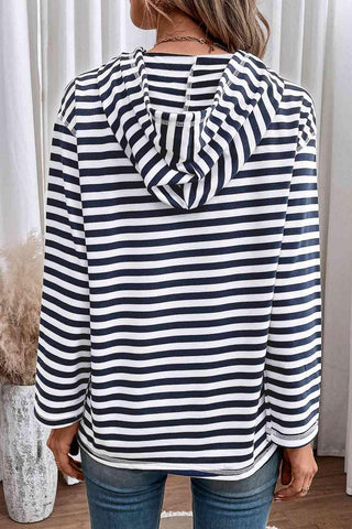 Striped Long Sleeve Hoodie - Apalipapa