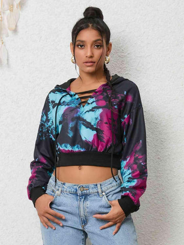 Tie-Dye Lace-Up Hoodie - Apalipapa